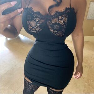 Nasty Gal Black Lace Midi Dress